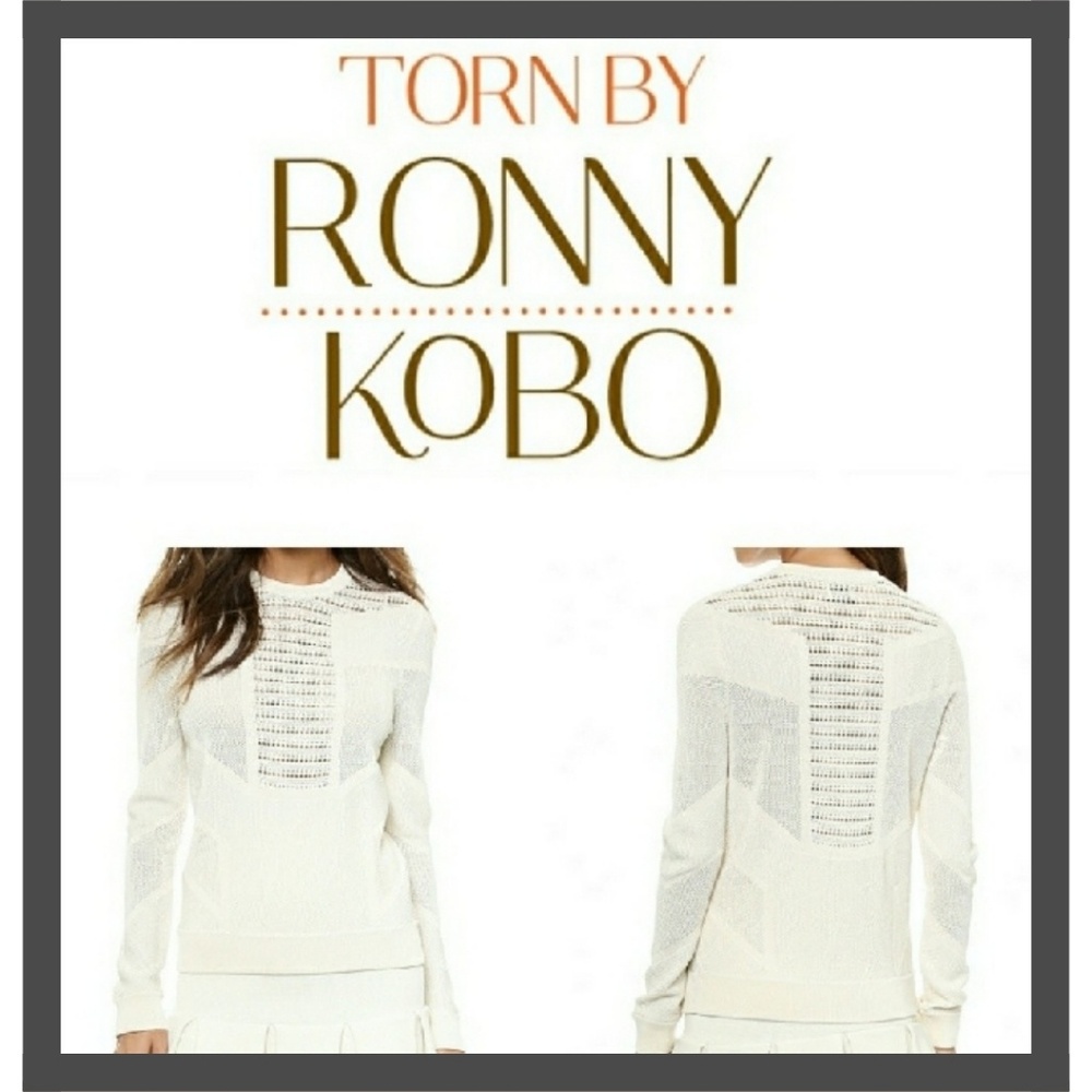 New Torn By Ronny Kobo Pointelle Faige Sweater